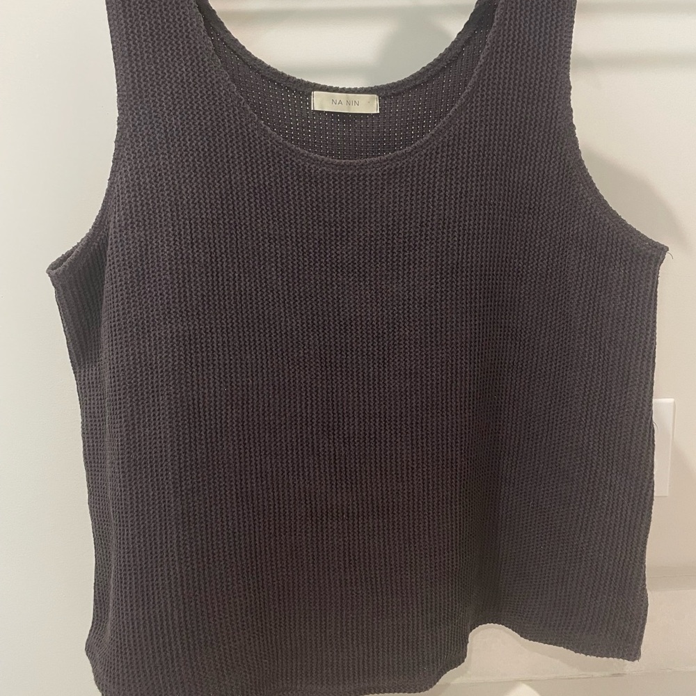 Women's Black Waffle Tank by Na Nin
